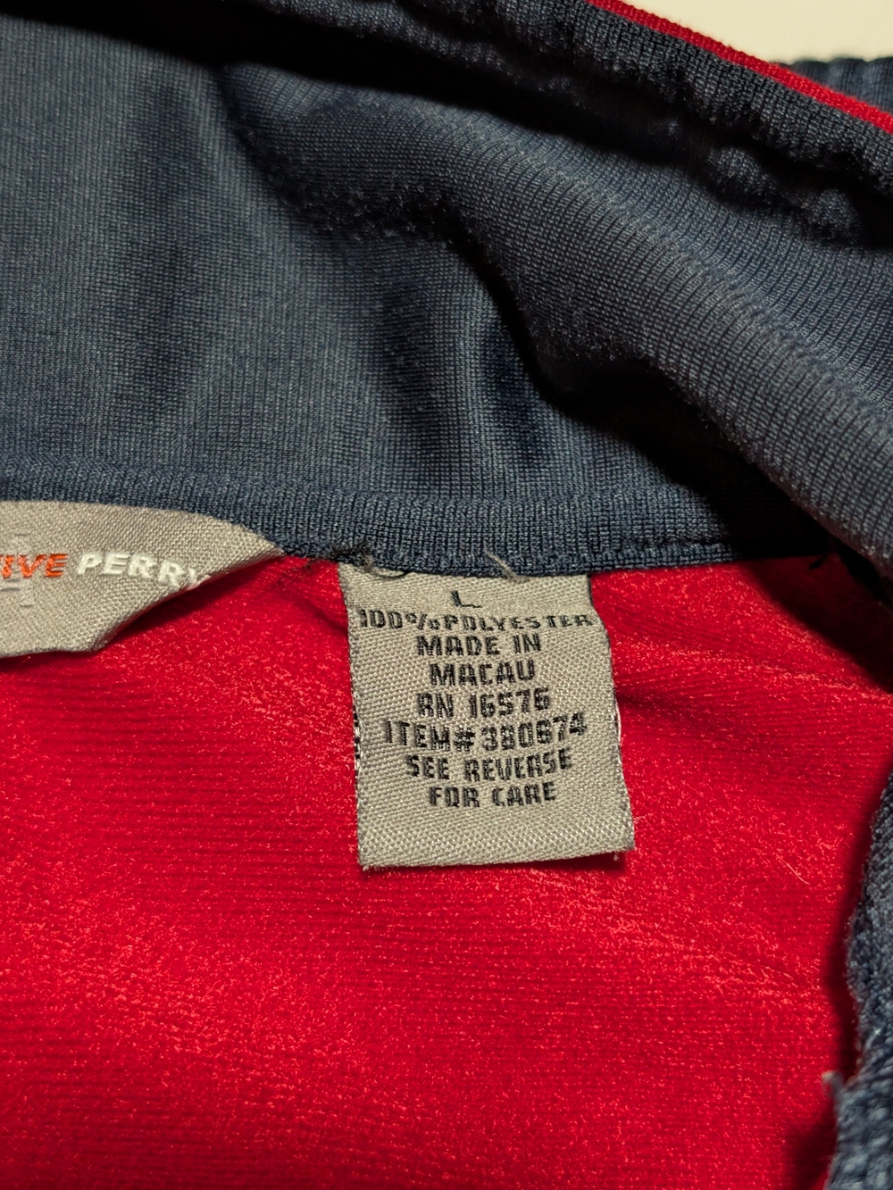 Vintage Perry Ellis America Men's Size L Full Zip Track Jacket Red Navy Blue - Picture 5 of 6
